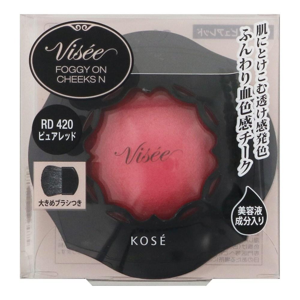 KOSE Bise Foggy On Cheeks N Brush Built-in, 1 Piece, RD 420 Pure Red