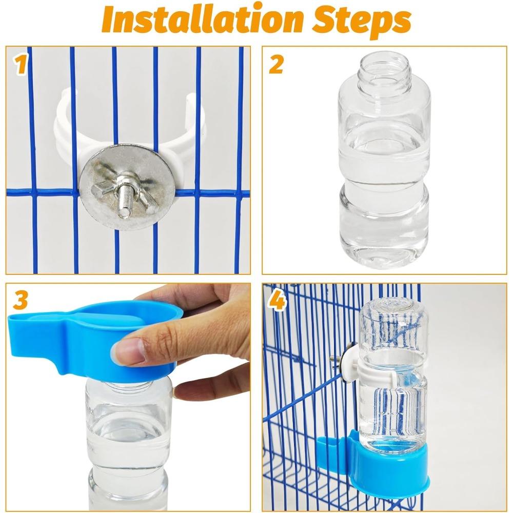 2 Pack Automatic Bird Water Dispenser Splash Proof Gravity Feeder for Cages with Suction Cups, Blue and White