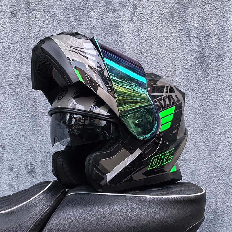 Мотоциклетный шлем ORZ-162, модульный откидной шлем-фулфейс, шлем для бездорожья на дальние расстояния со встроенной солнцезащитной шторкой