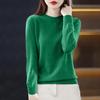 Women Knitted Sweater Round Neck Long Sleeve Ribbed Trim Pullover Sweater Solid Color Loose Hem Knitwear