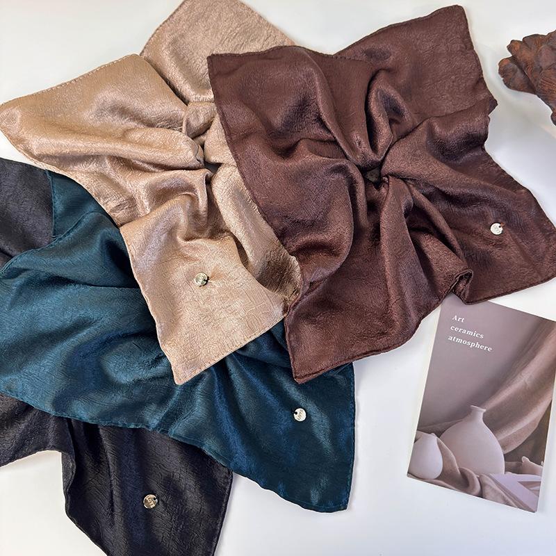 Retro Solid Silky Texture Satin Scarf Hair Scrunchies Large Headbands Womens Temperament Hair Rope Female Party Hair Accessories