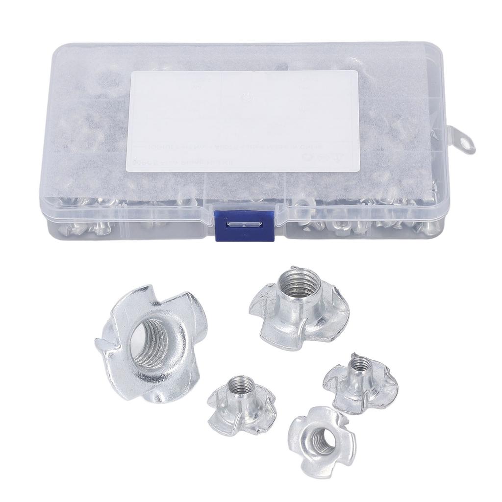 Набор Т-образных гаек 80 шт. 5 спецификаций Углеродистая сталь Белое цинкование Устойчивость к ржавчине Высокая твердость 4