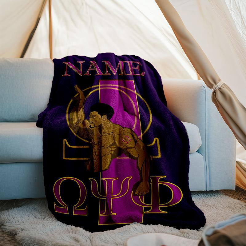 Personalized Custom Name Blanket - Omega Psi Phi Print Design,Blanket for Sofa,Bed,Travel,Camping - Soft and Warm, Great Gift