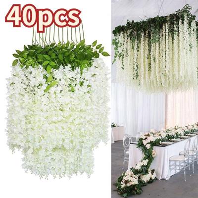 40 шт. искусственные цветы глицинии, подвесная гирлянда на веревке, уличная свадебная садовая арка, украшение для дома, вечерние Декор, искусственный цветок