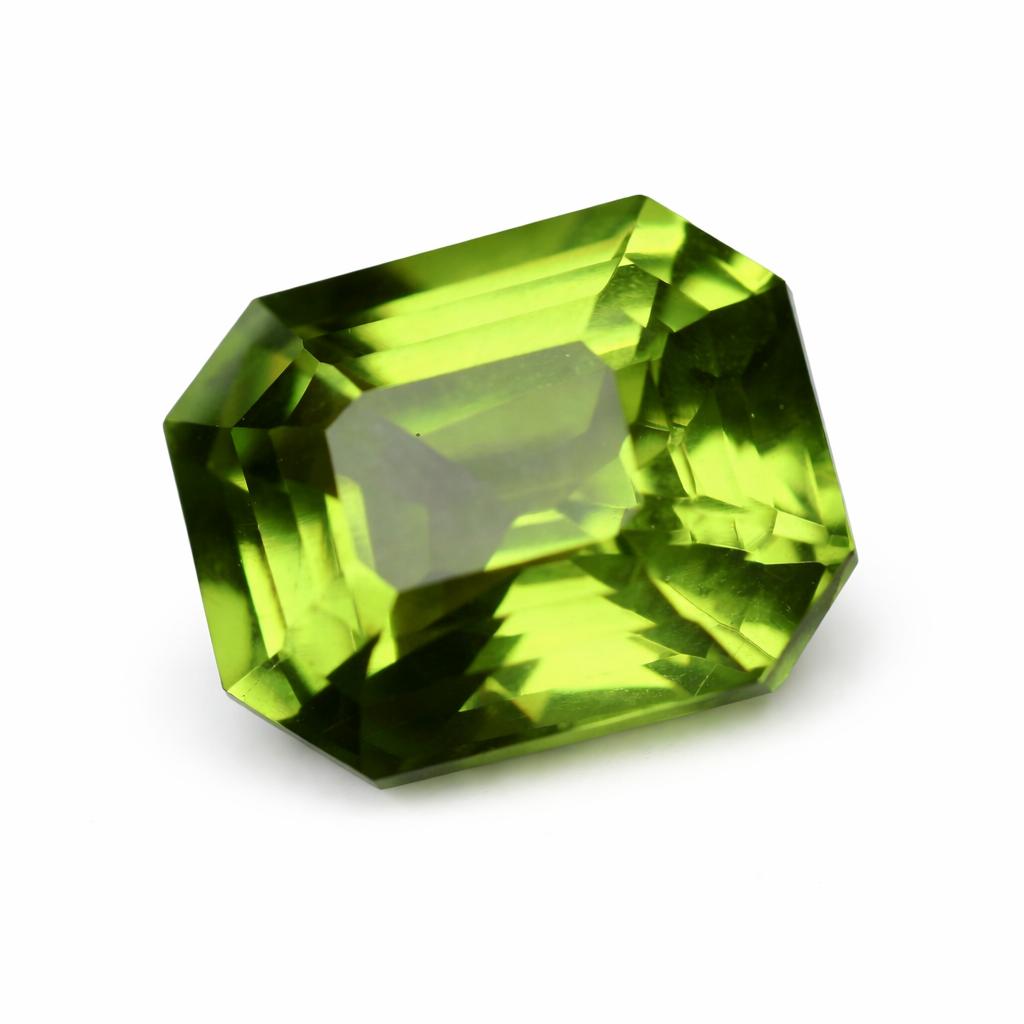 10.20 Ct Natural Green Peridot Emerald Cut Excellent Loose Gemstone