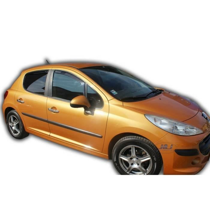 Дефлекторы окон Peugeot 207, 4 шт., Тонированный акрил, Защита от ветра