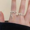 Серебряное кольцо-бантик для женщин, лето, простой, холодный ветер, кольцо для указательного пальца, регулируемое открывающееся кольцо