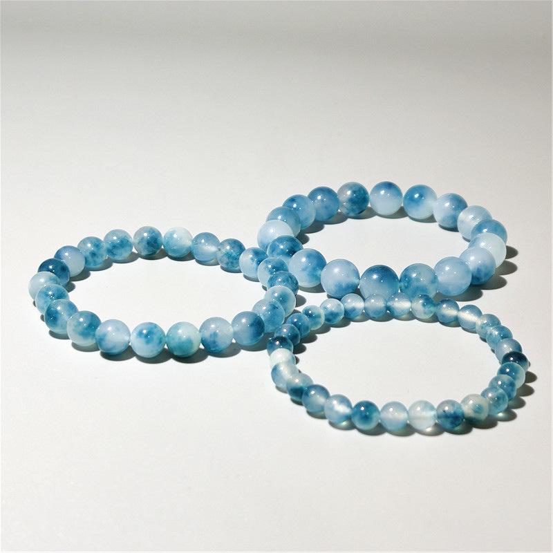 6/8/10/12mm Natural Blue Chalcedony Jasper Jade Bracelets Classic Men Women Buddha Bracelets Minimalist Yoga Meditation Jewelry