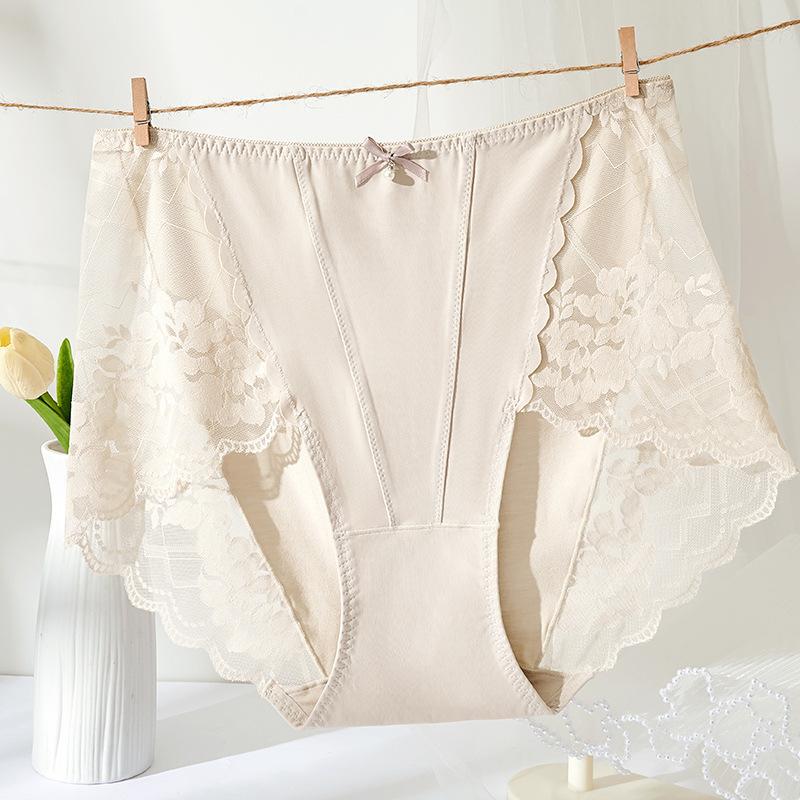 Кружевное нижнее белье для женщин летом тонкие сексуальные трусики из модала с высокой талией больших размеров