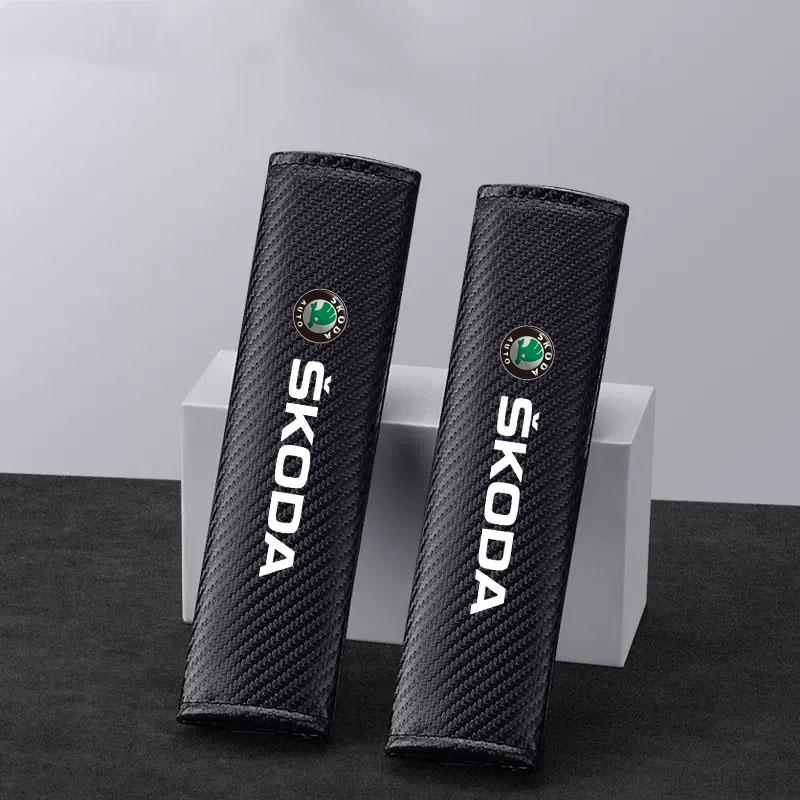ABC3 2Pcs Car Seat Belt Cover Shoulder Protector Cushion Pad for Skoda Octavia 2 3 Fabia Superb Rapid Kodiaq Karoq Auto Accessories