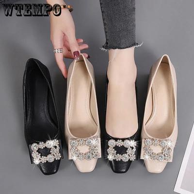 Мягкие туфли-лодочки из искусственной кожи, толстая средняя мягкая подошва, рабочая обувь, большой размер, однотонная, повседневная, универсальная, из искусственной кожи