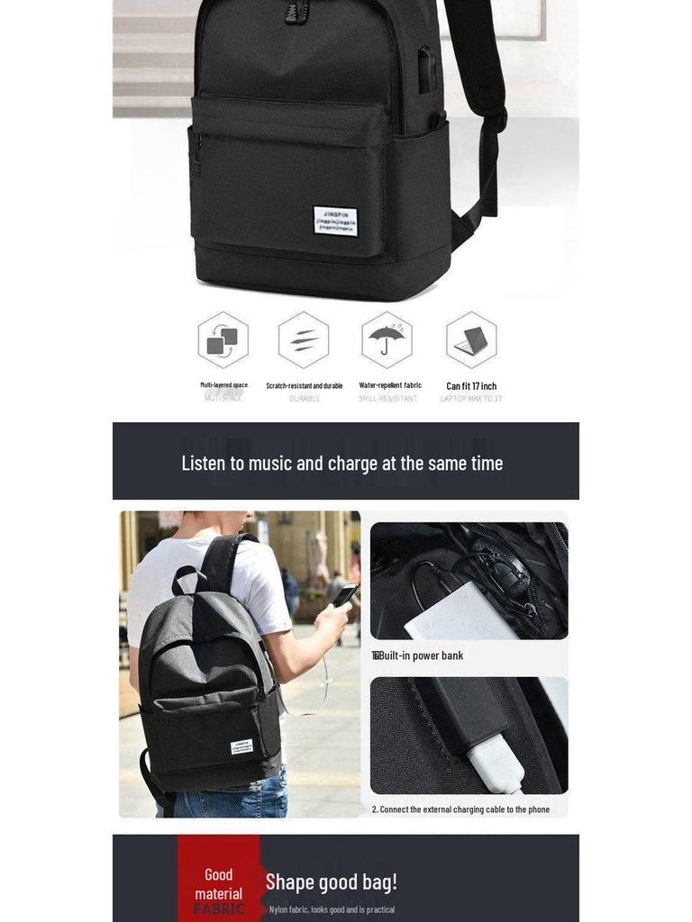 Large Capacity Casual Minimalist Oxford Backpack – Korean Style School and Travel Laptop Bag