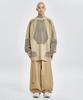 AJOBYAJO Paneled Mixed Knit Sweater [Beige]