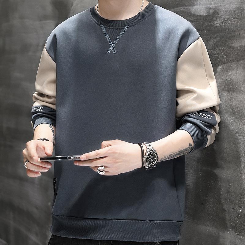 Новая мужская футболка с длинными рукавами на весну и осень, свободная внутренняя часть с повседневным свитером Zhongshan на одежде