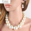 Luxury Round Big Simulated Pearl Necklace And Earrings Jewelry Sets For Women Statement Choker New Fashion Necklaces Jewelry Set