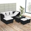 VidaXL Garden Lounge Set 4 Pcs with Cushions Wicker Black 42586