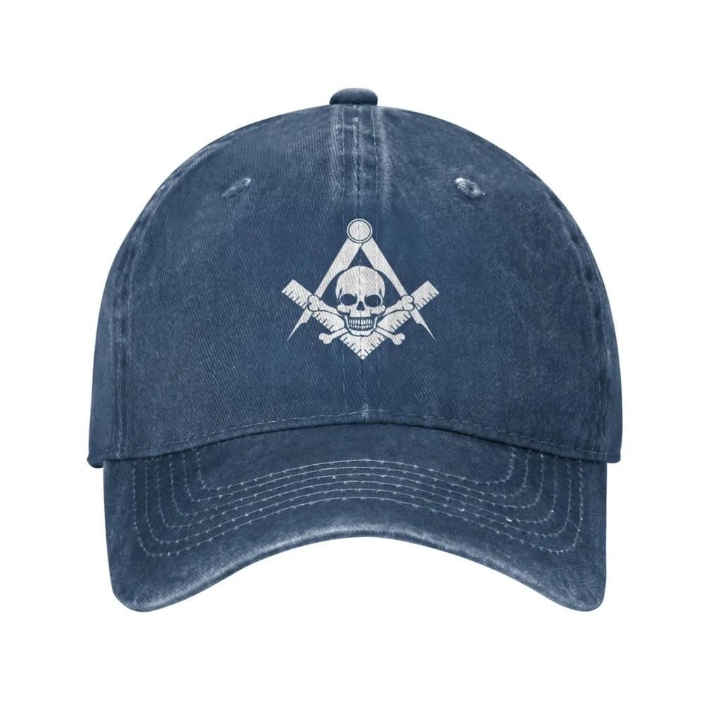 Skull and Cross Bones Square Compass Masonic Freemason Caps Casquette Denim Baseball Cap Unisex Men's Hat Women's Hats