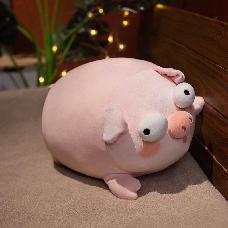 Мягкая кукла-свинка Kawaii, лежащая плюшевая игрушка-свинка с большими глазами, мягкая плюшевая подушка для детей, подарок на день рождения