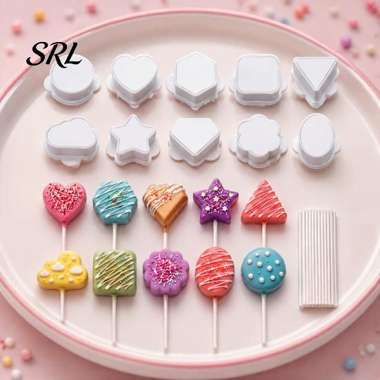 Safe Pla Material Cake Molds 10PCS Pop Mold Set, Heart/Cloud/Star/Square/Round Shape, PLA Press-forming Baking Maker Supplies, DIY Lollipop
