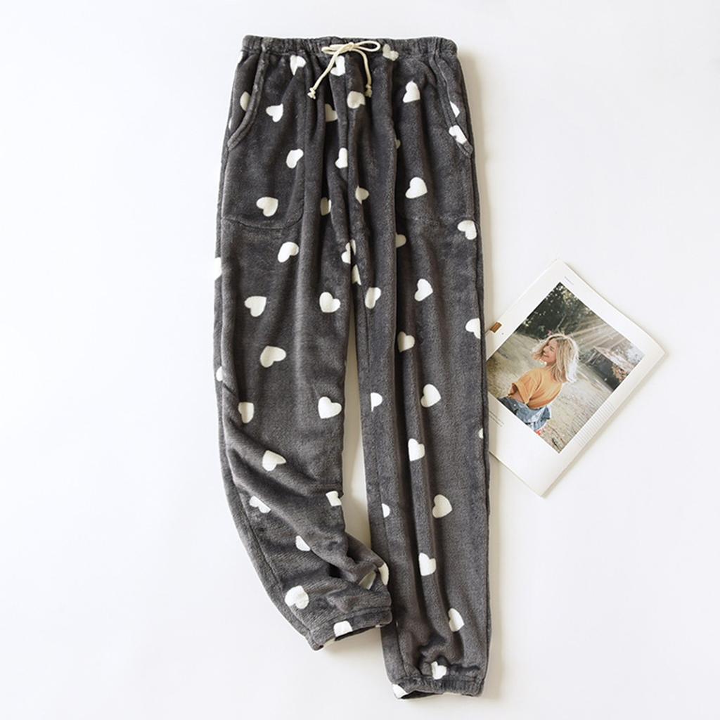 Женские термофлисовые карманы пижамные теплые повседневные брюки домашние пижамные штаны