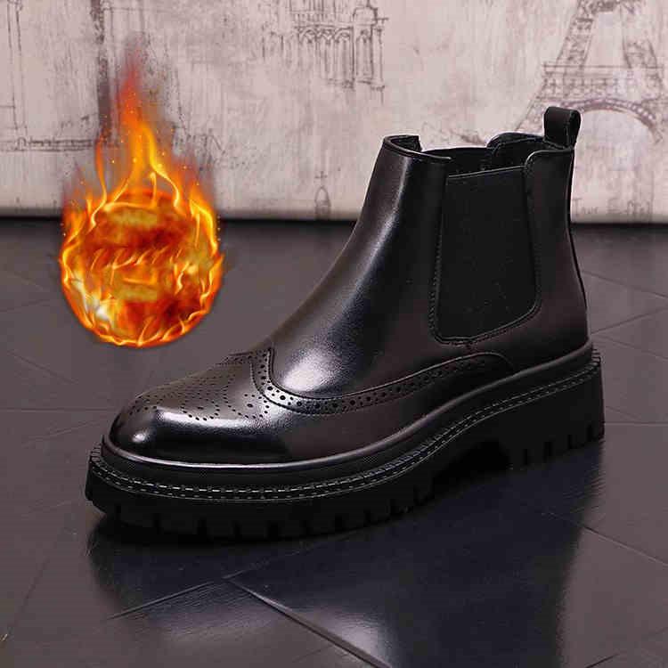 Модные мужские повседневные деловые свадебные ботинки челси черные модные резные броги ковбойские оригинальные кожаные ботинки осень-зима botas