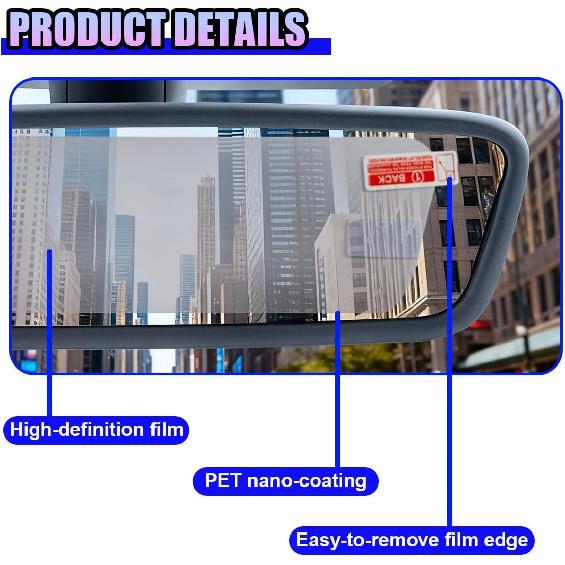 YoRise Car Rearview Mirror Film, HD Clear Car Mirror Anti-Glare Membrane, Anti-scratch Auto Rear View Mirrors Protective Sticker, Universal Vehicle