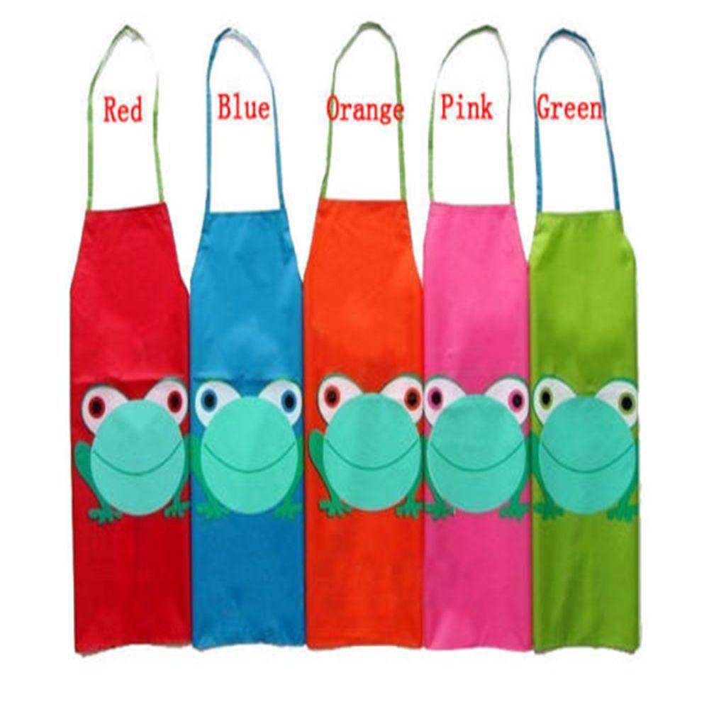 Craft Art Painting Cooking Cute Kids Cartoon Frog Printed Frog Design Apron Children Waterproof