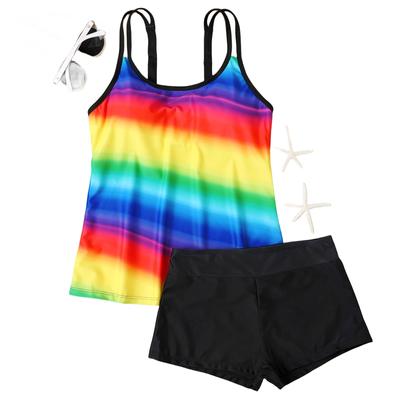 Женский сексуальный облегающий печатный топ-камезоль, раздельный купальник бикини большого размера, комплект из двух частей,