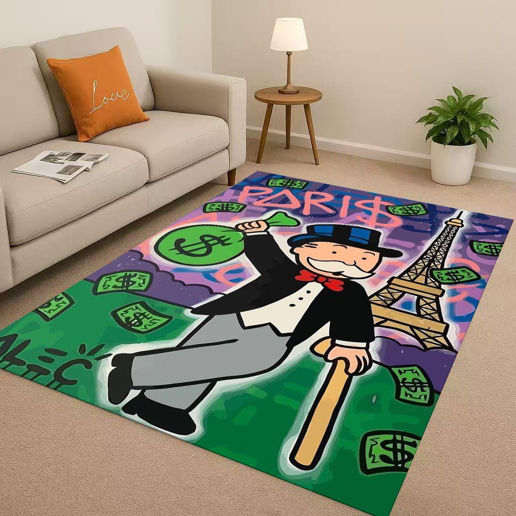 3D Rich Game Monopoly Money Dollar Cartoon Living Room Non-Slip Area Rug Soft Carpet for Bedroom Sofa ,Easy Clean Home Doormat