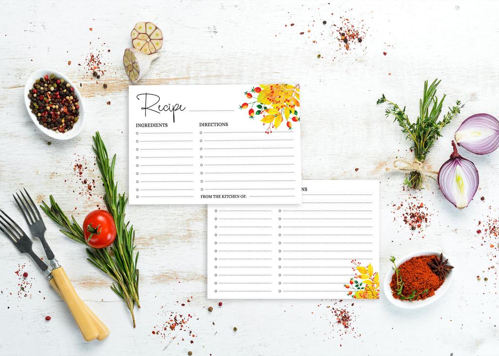 Inkdotpot 4x6 Inch Recipe Cards (Set of 50) , Thick Double Sided Premium Card Stock- Modern Style White Recipe Notecards