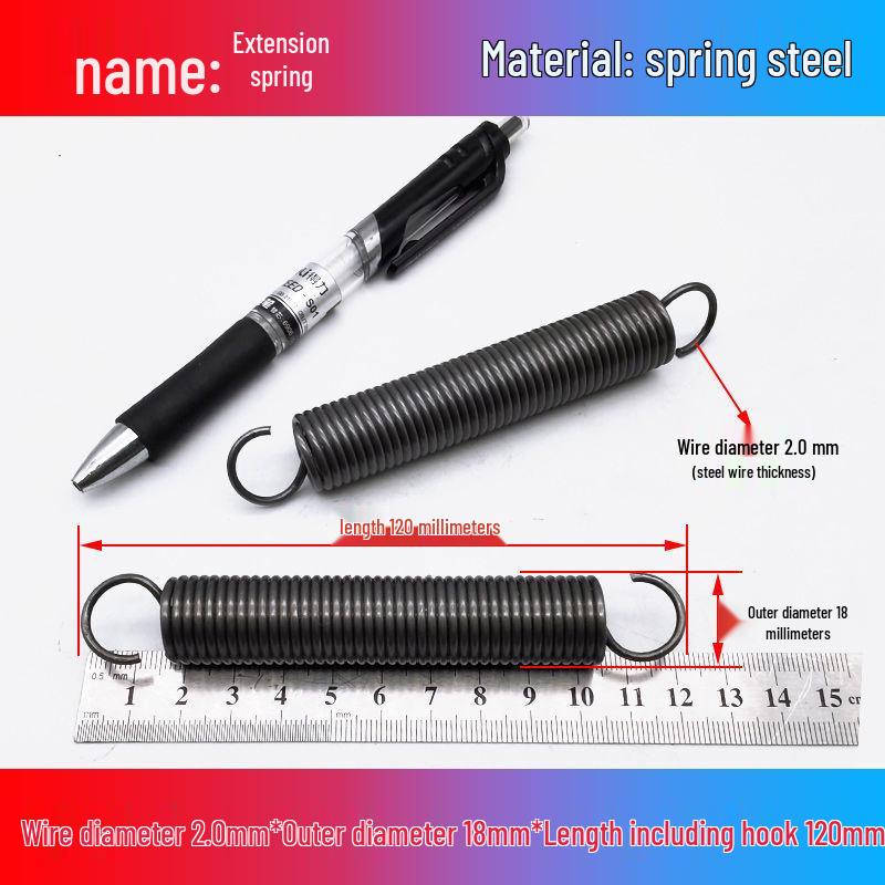 Желтая пружина растяжения из пружинной стали с крюком для удлинителя электрического вилочного погрузчика, наружный диаметр 12-22 мм, проволока 2,0 мм, высокая сила растяжения