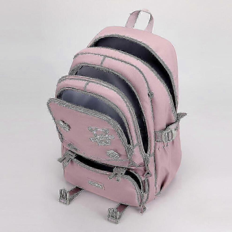 (Purple Pink) Middle School Student Schoolbag Girl Large Capacity Student Backpack Schoolbag Tw