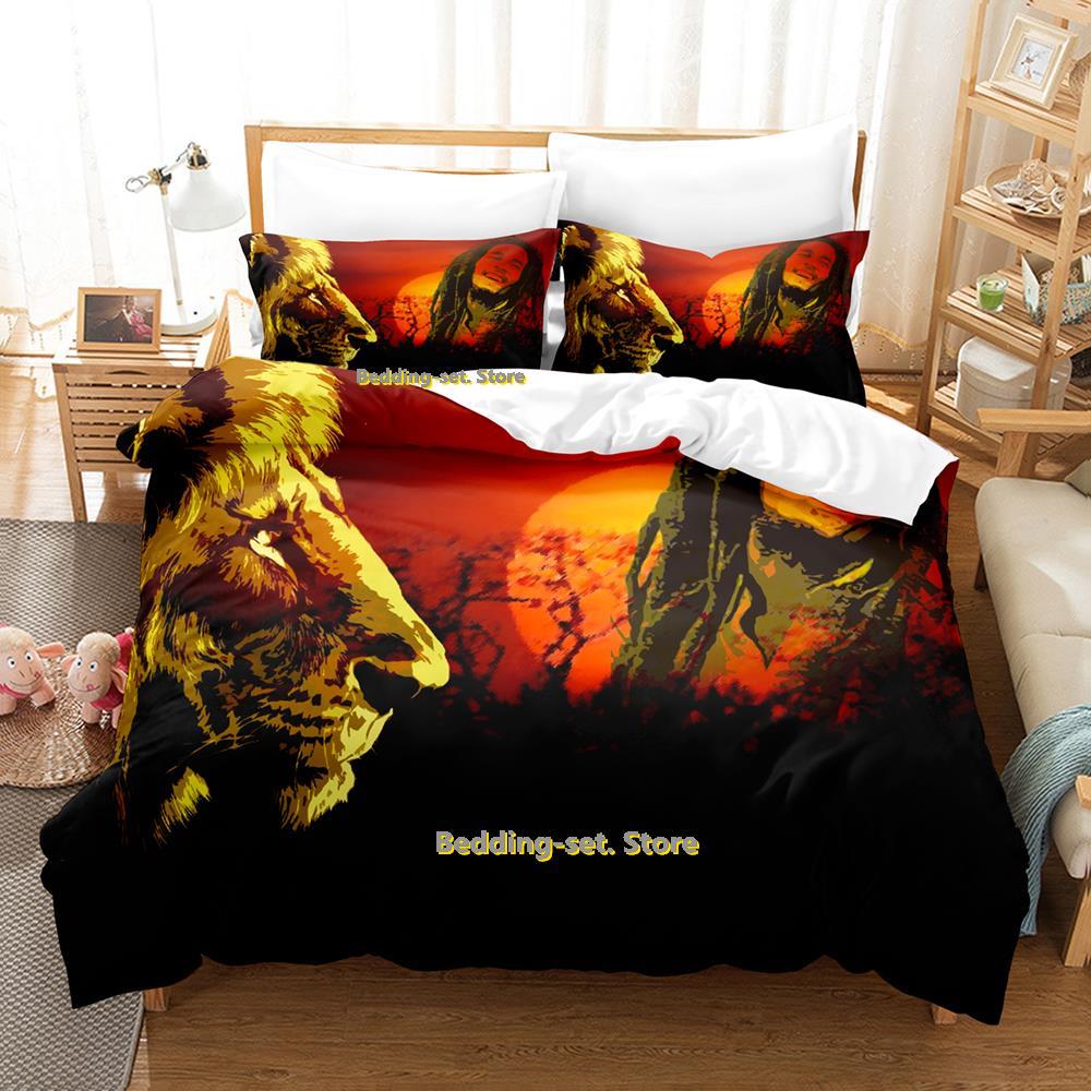 Singer Bob Marley Bedding Set Cartoon Anime three-piece Set Adult Kid Bedroom Duvetcover Sets Cool Print Letto Matrimoniale