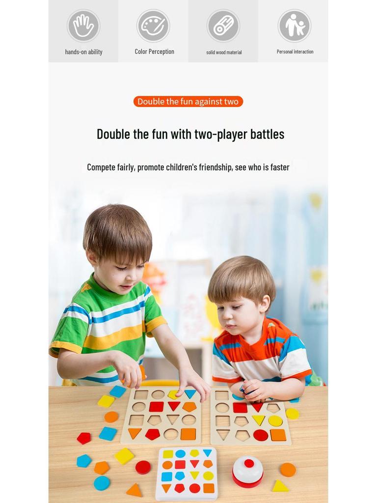 Montessori Geometric Shape Matching Puzzle - Wooden Cognitive Toy for Children Ages 2-3