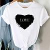 (Asian Size) Women Print Lady Tee Top Watercolor Love Heart Style Trend Clothing Casual Short Sleeve Fashion Tshirt Female Graphic T-shirt