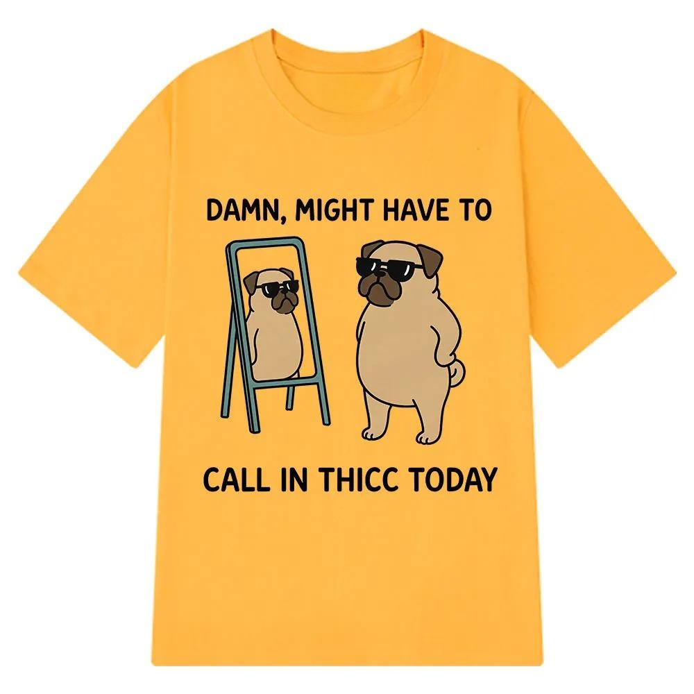 Might Have To Call in Thicc Today Funny Bear Meme Tshirt Women Tees Fashion Short Sleeve Harajuku Tshirts Top Graphic T Shirts