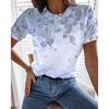 Women's T Shirt Tee Floral Print Daily Weekend Basic Short Sleeve Round Neck Blue