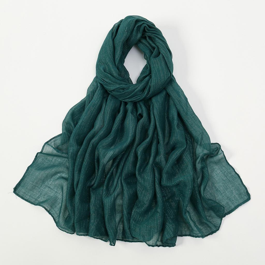 Big Size Pleated Shimmer Cotton Hijab Scarf For Women Muslim Long Shawls Solid Headscarf Wraps Islamic Headband Turban 180*90cm