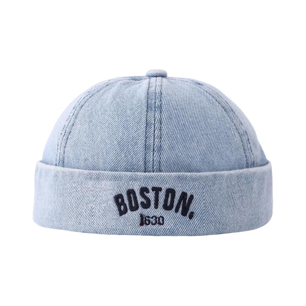 Letter Embroidered Baby Brimless Hat Adjustable Sun Protection Children Melon Beanie Breathable Cotton Denim Landlord Cap Summer