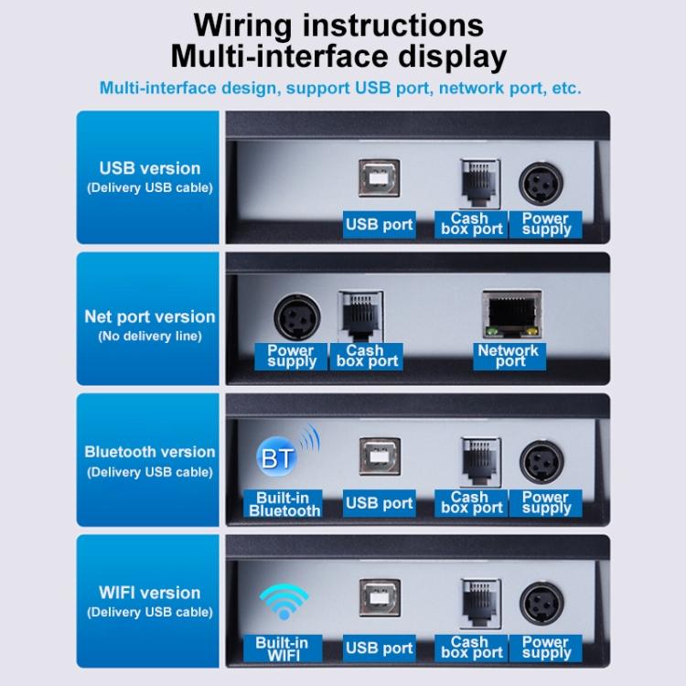 Xprinter N160II USB+WIFI Интерфейс 80мм 160мм/с Автоматический Термопринтер Чеков, UK Plug