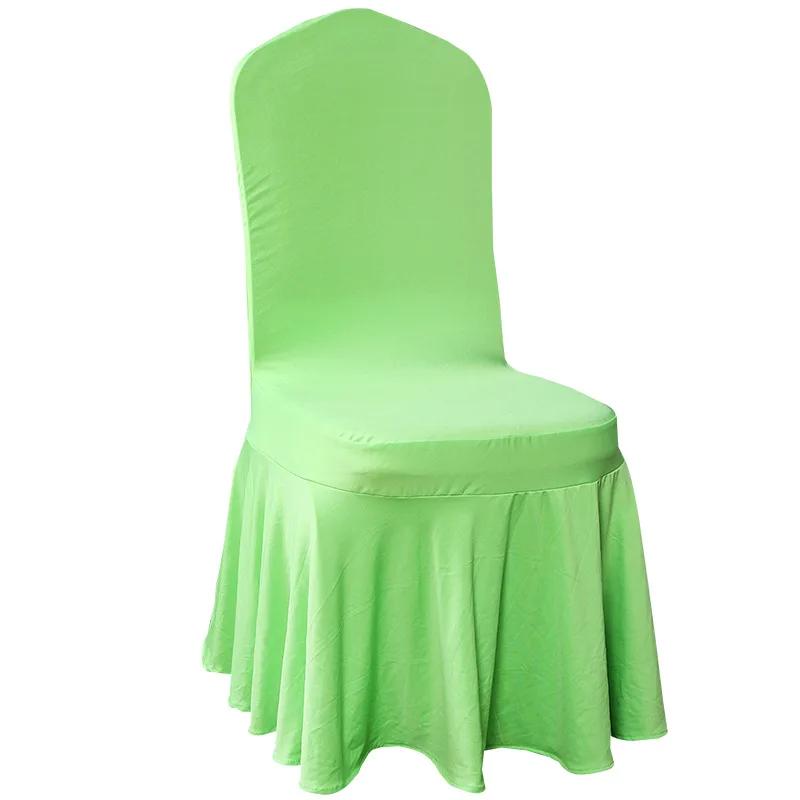 Solid Color Wedding Chair Cover Party Decoration Spandex With Skirt Pleated Use Elastic Stretch Dining Luxury Birthday Banquet