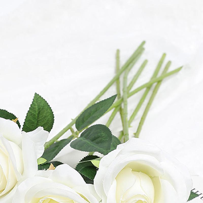5 шт. Искусственный цветок Роза Яркий цвет Долговечный Привлекательный Декоративный Искусственный шелковый цветок Украшение Белый