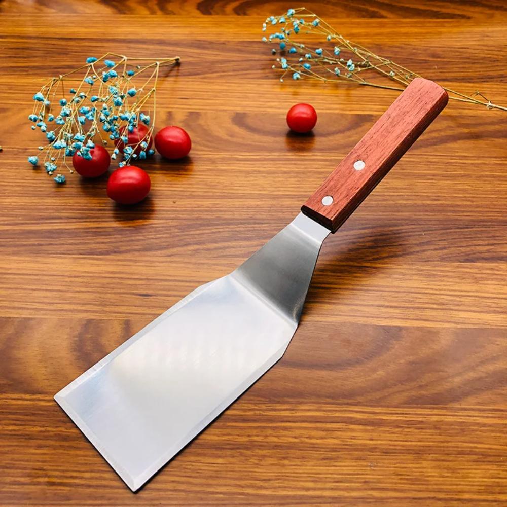 Stainless Steel Pizza Shovel with Hole Frying Pan Spatula Kitchen Accessories Grill Scraper Beef