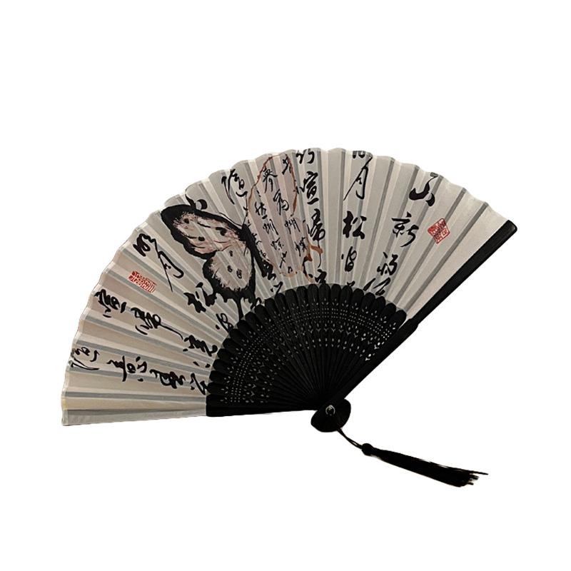 1 шт., ручной веер, тканевый складной веер, танцевальный веер, свадебный подарок ручной работы, двухсторонний бамбуковый
