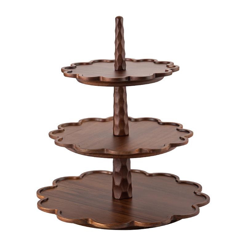 Деревянная десертная кофейная тарелка для торта, японский поднос из массива дерева, высокий уровень внешнего вида, кружевная бытовая фруктовая тарелка для праздника