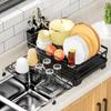 Stretchable Dish Drying Rack Kitchen Counter Tableware Drainer with Drainboard Over Sink Cutlery Kitchen Organzier