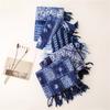 New National Style Tie-Dyed Blue and White Porcelain Series Cotton and Linen Scarf Mori Girl Travel Shawl Artistic Accessories