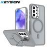 KEYSION Lens Stand Magnetic Phone Case for MagSafe for Samsung A52 5G Matte Translucent Shockproof Back Cover for Galaxy A52S 5G