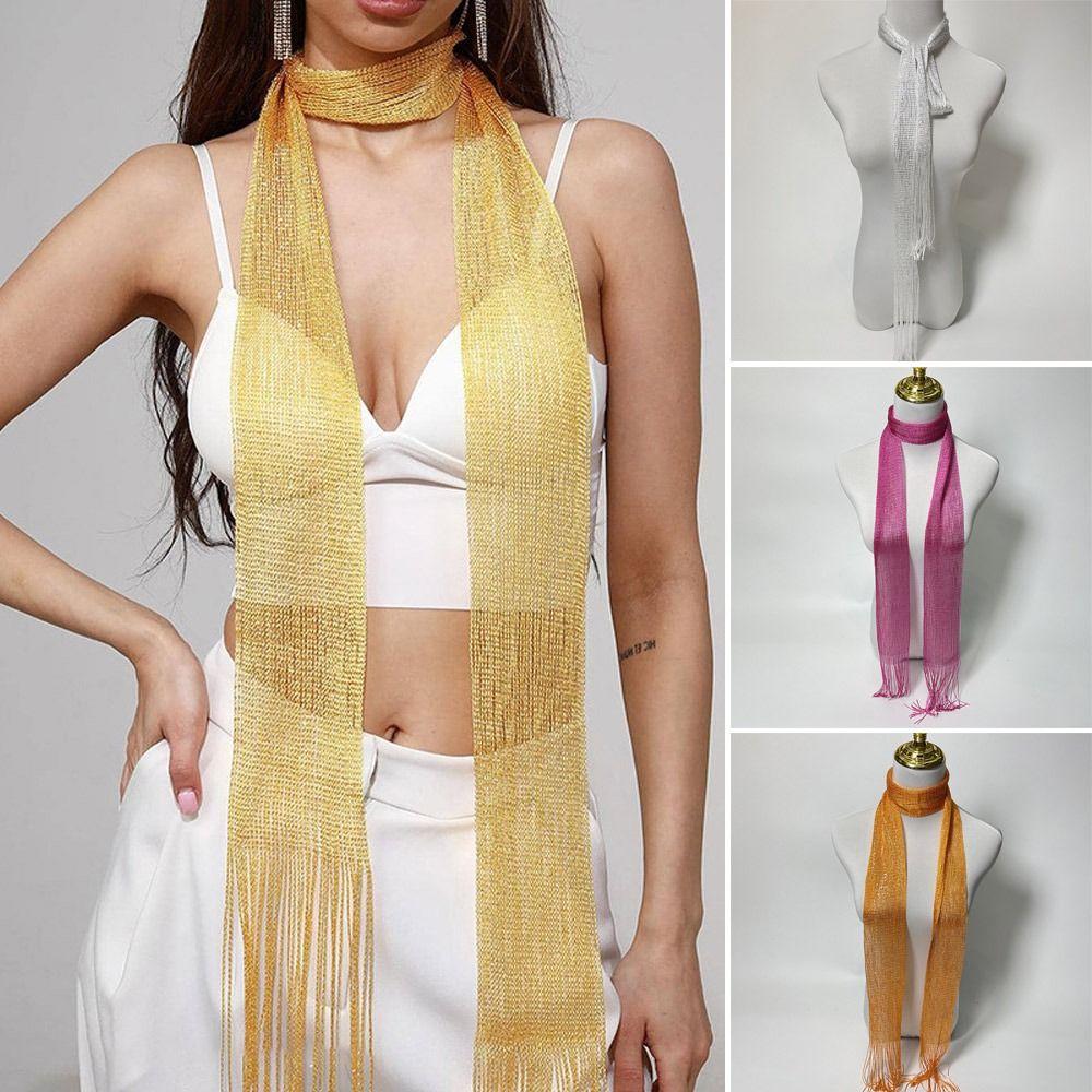 Nightclub Sunscreen Shawl Bright Silk Evening Dress Scarf Fashion Shiny Necklace