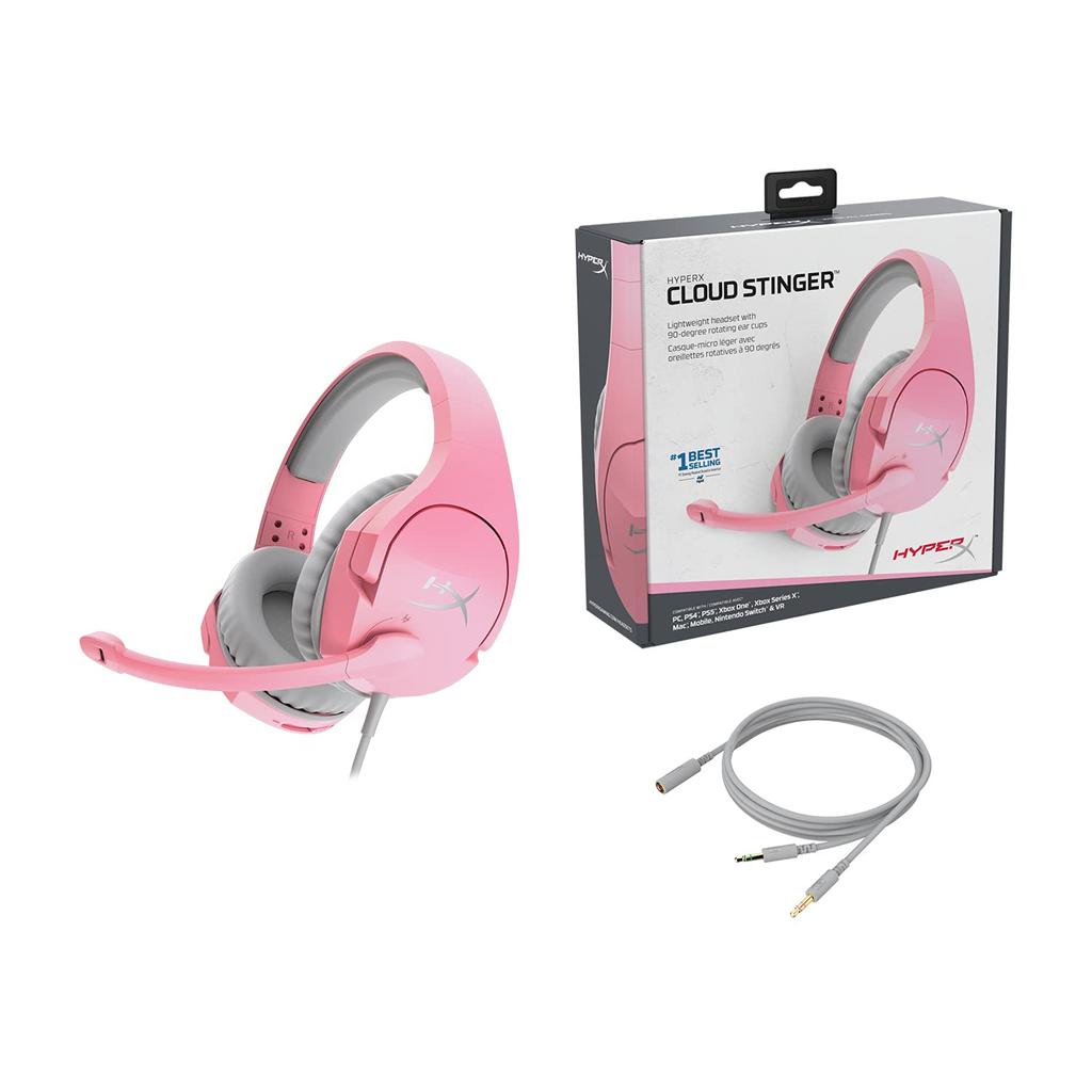 HYPERX Cloud Stinger Pink игровая гарнитура совместимая легкая 2 года гарантии производителя для работы дома удаленная работа видеоконференция удаленная работа розовый